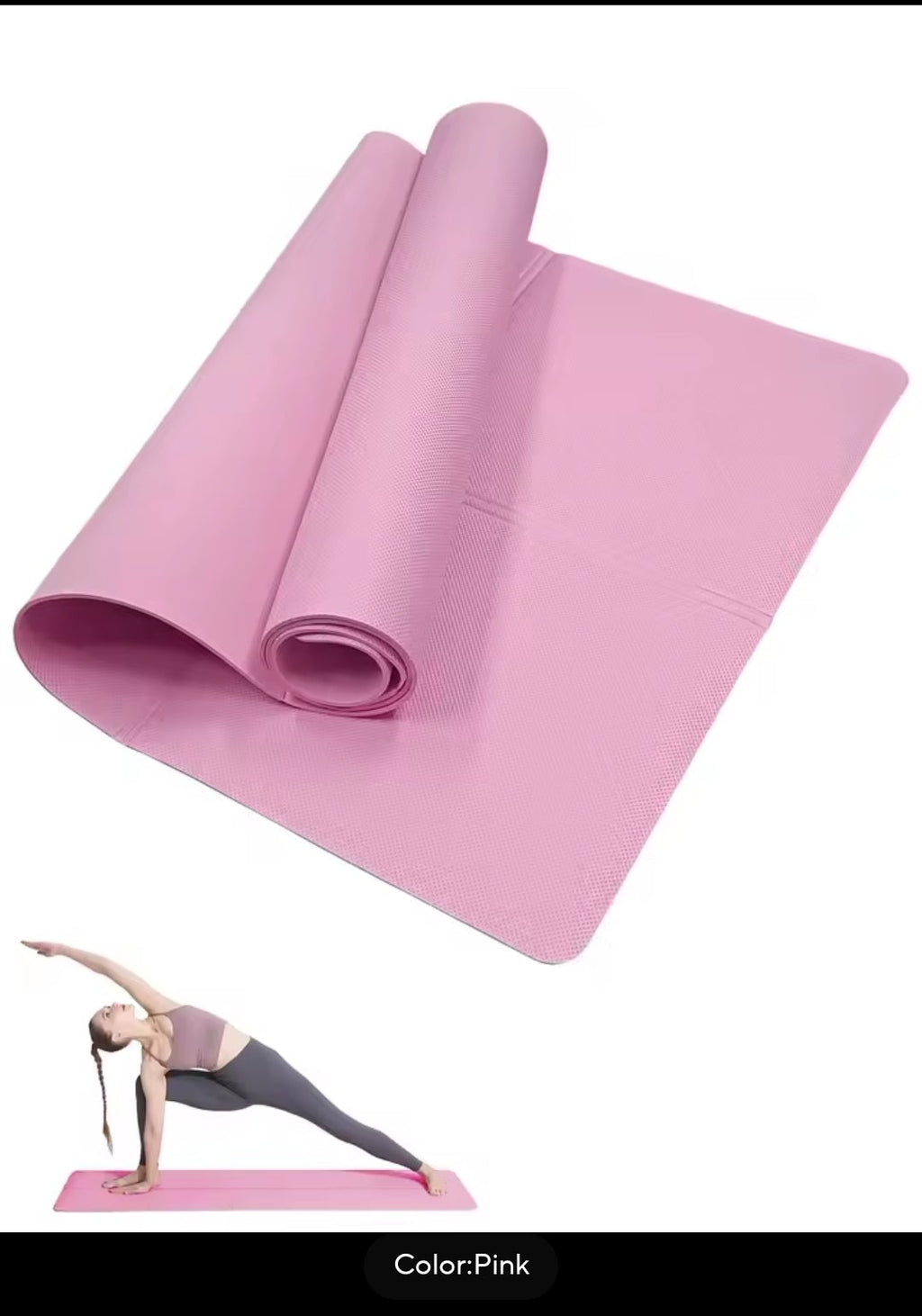 Pink Non-Slip Yoga Mat 6mm Thick - Comfortable Exercise Mat for Yoga, Pilates & Home Workout.