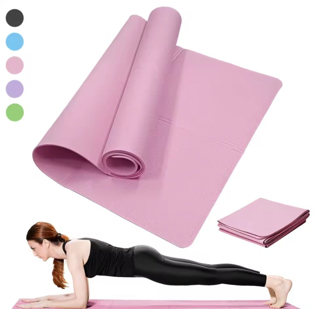 Pink Non-Slip Yoga Mat 6mm Thick - Comfortable Exercise Mat for Yoga, Pilates & Home Workout.